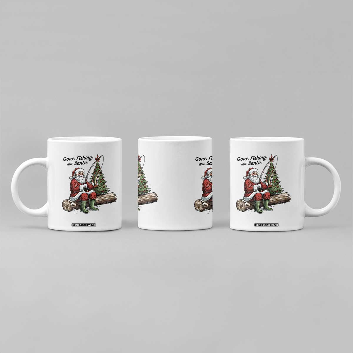 Santa Fishing Chritsmas Coffee Mug Funny Fisherman Xmas TS14 Print Your Wear