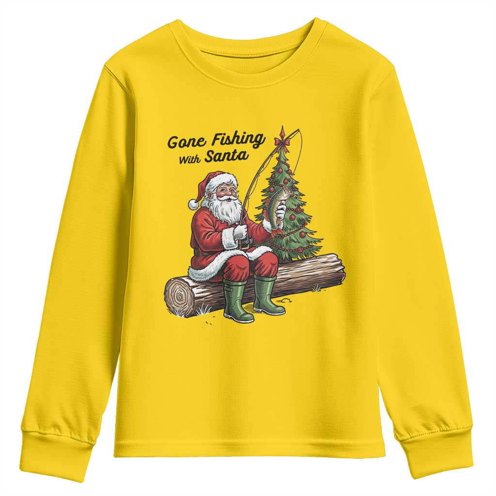Santa Fishing Chritsmas Youth Sweatshirt Funny Fisherman Xmas TS14 Daisy Print Your Wear