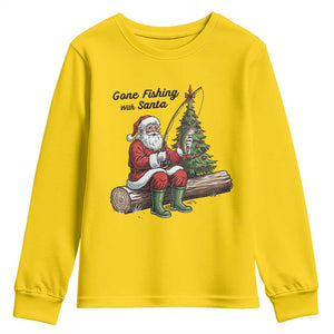 Santa Fishing Chritsmas Youth Sweatshirt Funny Fisherman Xmas TS14 Daisy Print Your Wear
