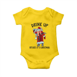Funny Christmas Wine Baby Onesie Drink Up Bitches It Is Christmas TS14 Daisy Print Your Wear