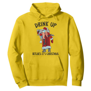 Funny Christmas Wine Hoodie Drink Up Bitches It Is Christmas TS14 Daisy Print Your Wear