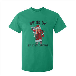 Funny Christmas Wine T Shirt For Kid Drink Up Bitches It Is Christmas TS14 Irish Green Print Your Wear