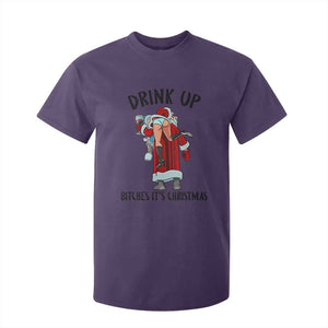 Funny Christmas Wine T Shirt For Kid Drink Up Bitches It Is Christmas TS14 Purple Print Your Wear