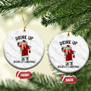 Funny Christmas Wine Ceramic Ornament Drink Up Bitches It Is Christmas TS14 1pc White Marble Print Your Wear