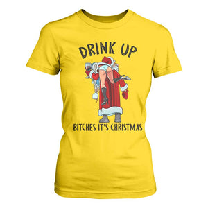 Funny Christmas Wine T Shirt For Women Drink Up Bitches It Is Christmas TS14 Daisy Print Your Wear