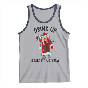 Funny Christmas Wine Tank Top Drink Up Bitches It Is Christmas TS14 Athletic Heather Navy Print Your Wear