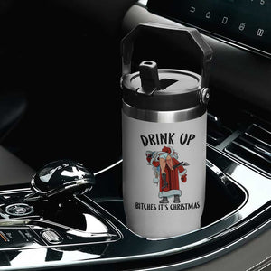 Funny Christmas Wine Flip Straw Tumbler Drink Up Bitches It Is Christmas TS14 Print Your Wear