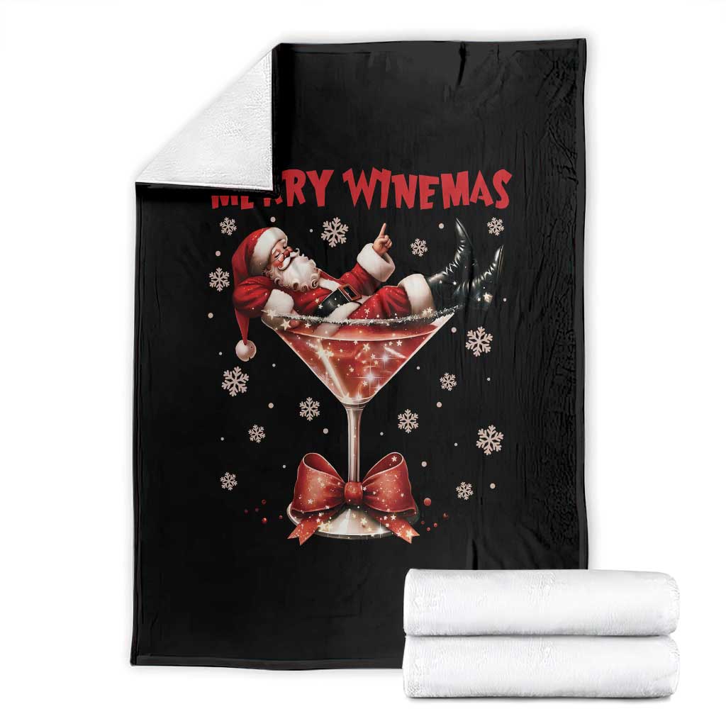 Funny Christmas Wine Throw Blanket Santa Feeling Xmas TS14 Black Print Your Wear