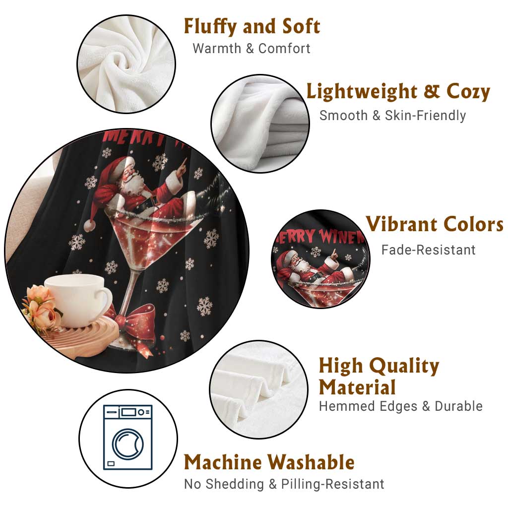 Funny Christmas Wine Throw Blanket Santa Feeling Xmas TS14 Print Your Wear