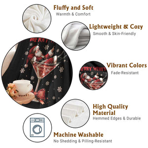 Funny Christmas Wine Throw Blanket Santa Feeling Xmas TS14 Print Your Wear