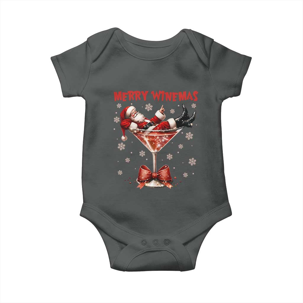 Funny Christmas Wine Baby Onesie Santa Feeling Xmas TS14 Dark Heather Print Your Wear