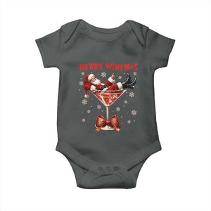 Funny Christmas Wine Baby Onesie Santa Feeling Xmas TS14 Dark Heather Print Your Wear