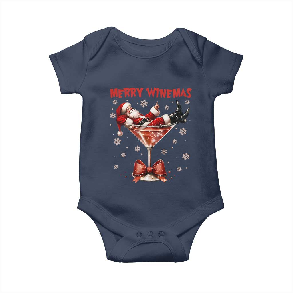 Funny Christmas Wine Baby Onesie Santa Feeling Xmas TS14 Navy Print Your Wear