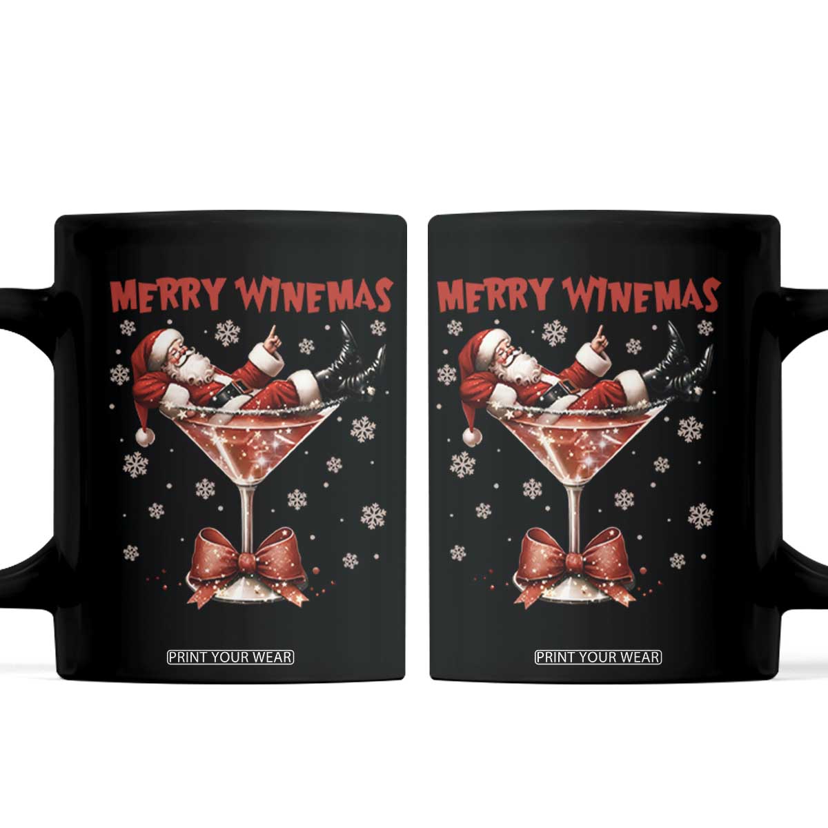 Funny Christmas Wine Coffee Mug Santa Feeling Xmas TS14 Black Print Your Wear