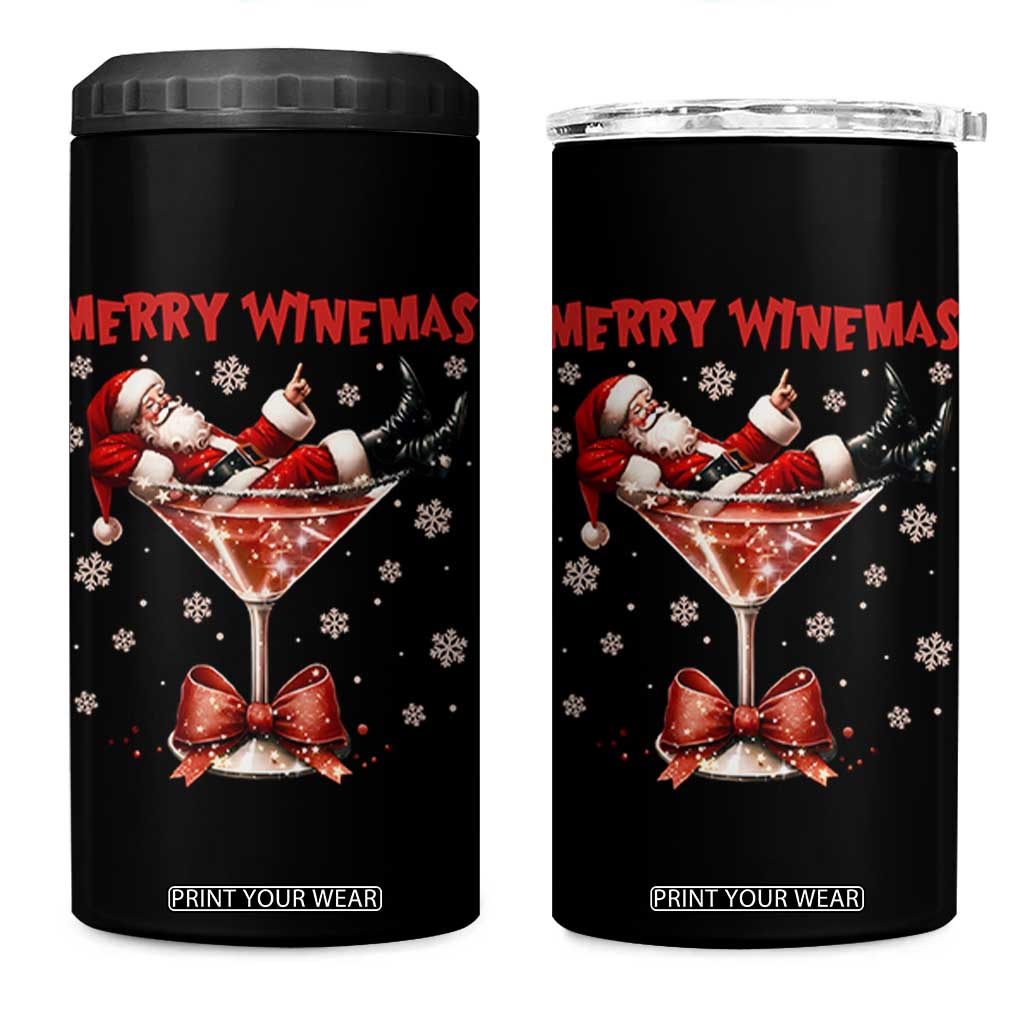 Funny Christmas Wine 4 in 1 Can Cooler Tumbler Santa Feeling Xmas TS14 One Size: 16 oz Black Print Your Wear