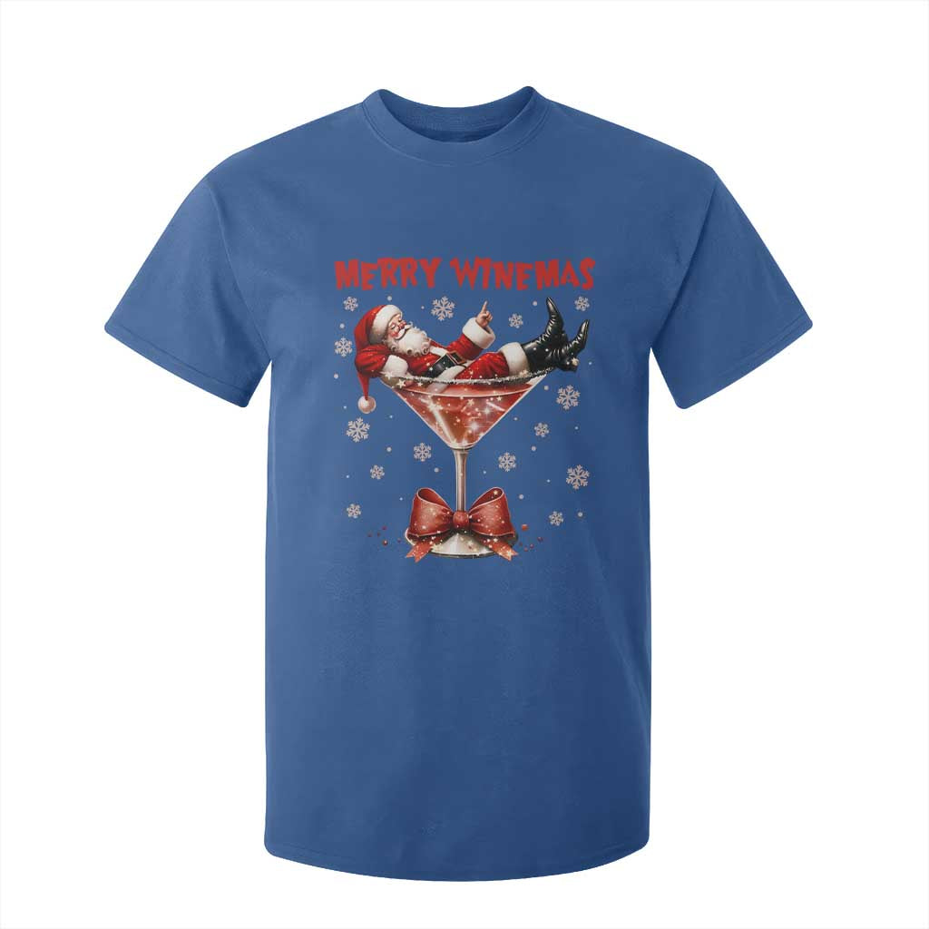 Funny Christmas Wine T Shirt For Kid Santa Feeling Xmas TS14 Royal Blue Print Your Wear