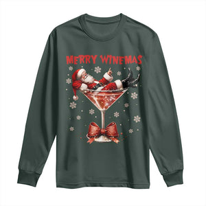 Funny Christmas Wine Long Sleeve Shirt Santa Feeling Xmas TS14 Dark Forest Green Print Your Wear