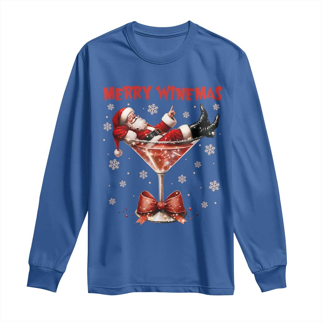 Funny Christmas Wine Long Sleeve Shirt Santa Feeling Xmas TS14 Royal Blue Print Your Wear