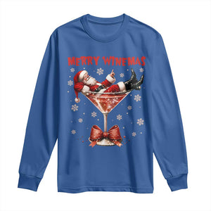 Funny Christmas Wine Long Sleeve Shirt Santa Feeling Xmas TS14 Royal Blue Print Your Wear