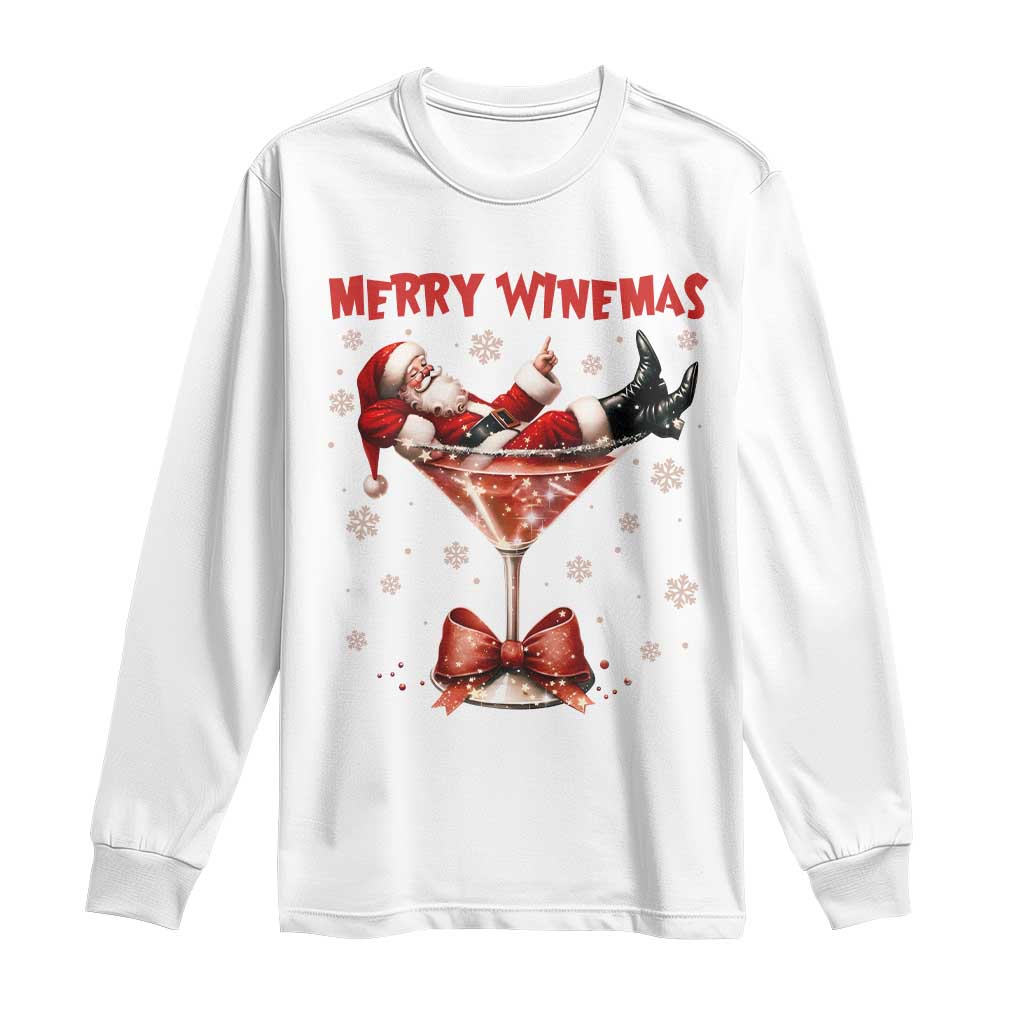 Funny Christmas Wine Long Sleeve Shirt Santa Feeling Xmas TS14 White Print Your Wear