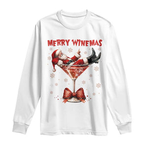 Funny Christmas Wine Long Sleeve Shirt Santa Feeling Xmas TS14 White Print Your Wear