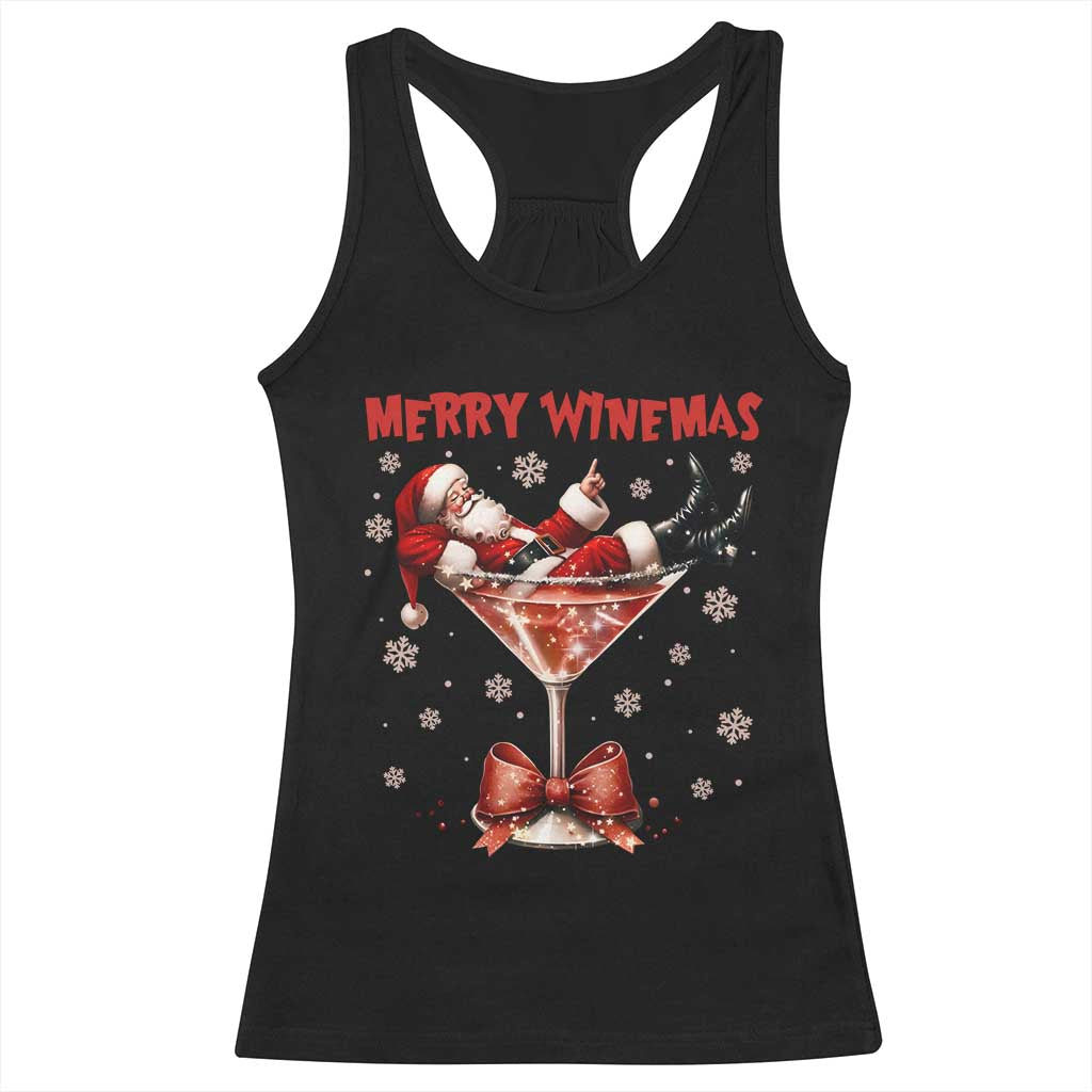 Funny Christmas Wine Racerback Tank Top Santa Feeling Xmas TS14 Black Print Your Wear