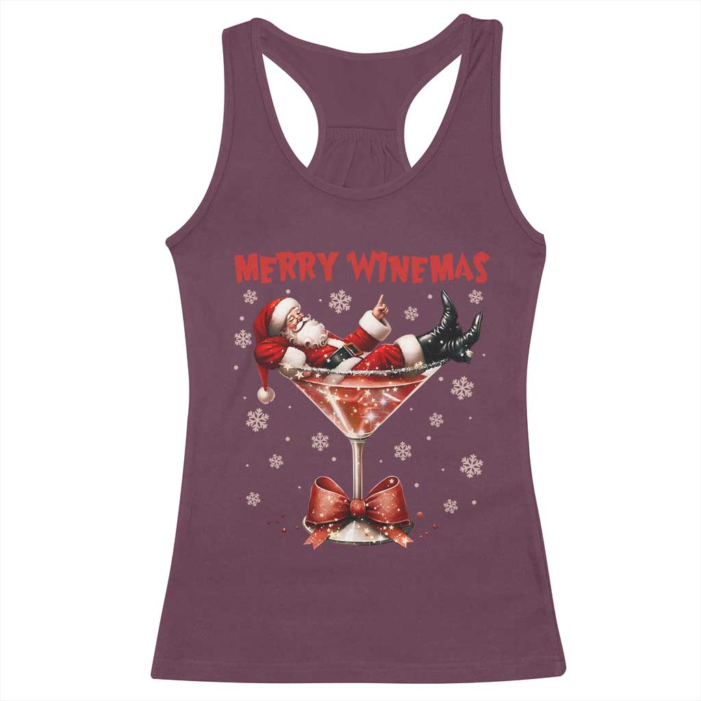 Funny Christmas Wine Racerback Tank Top Santa Feeling Xmas TS14 Maroon Print Your Wear