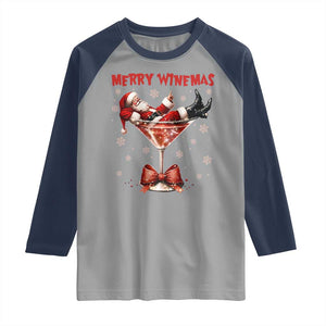 Funny Christmas Wine Raglan Shirt Santa Feeling Xmas TS14 Sport Gray Navy Print Your Wear