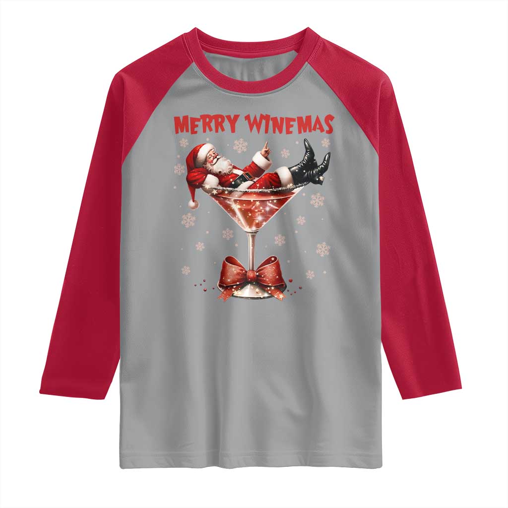 Funny Christmas Wine Raglan Shirt Santa Feeling Xmas TS14 Sport Gray Red Print Your Wear
