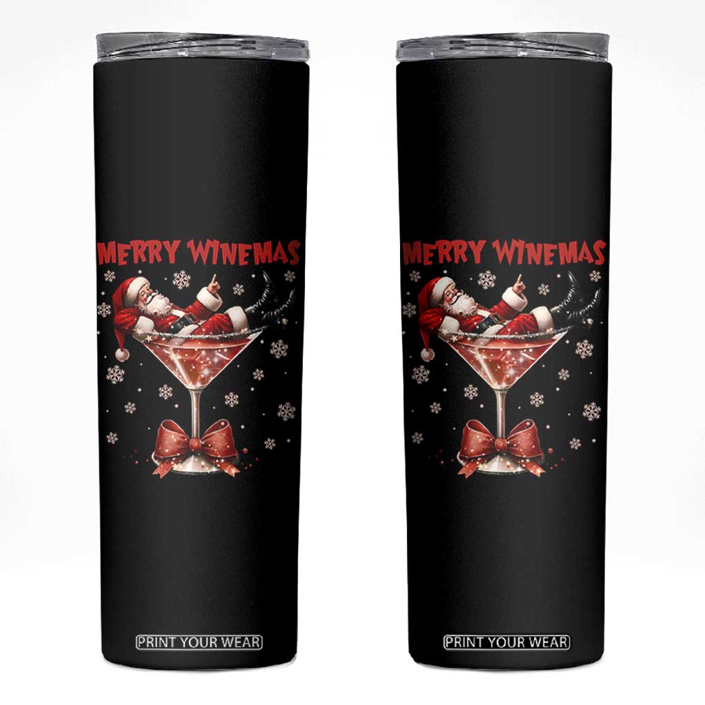 Funny Christmas Wine Skinny Tumbler Santa Feeling Xmas TS14 Black Print Your Wear