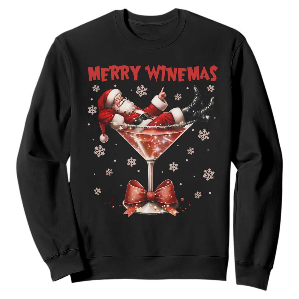 Funny Christmas Wine Sweatshirt Santa Feeling Xmas TS14 Black Print Your Wear