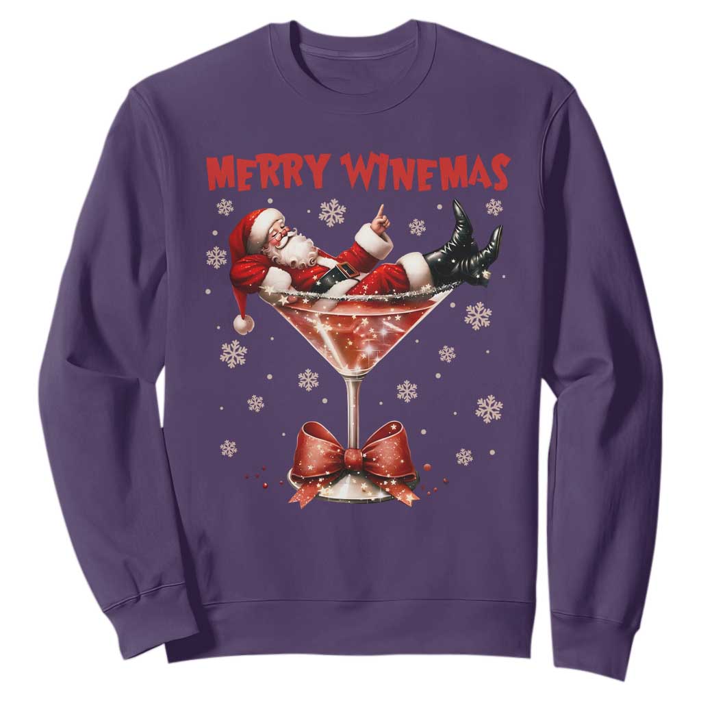 Funny Christmas Wine Sweatshirt Santa Feeling Xmas TS14 Purple Print Your Wear