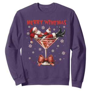 Funny Christmas Wine Sweatshirt Santa Feeling Xmas TS14 Purple Print Your Wear