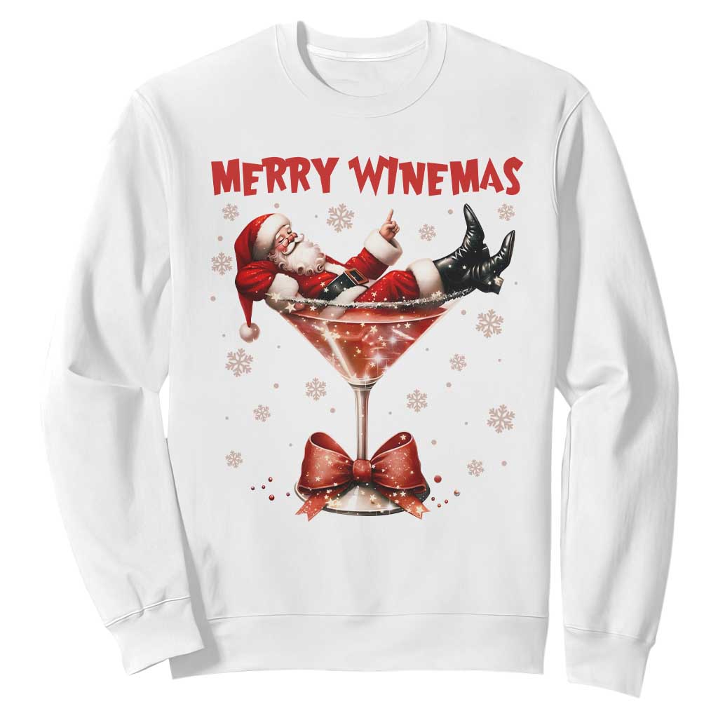 Funny Christmas Wine Sweatshirt Santa Feeling Xmas TS14 White Print Your Wear