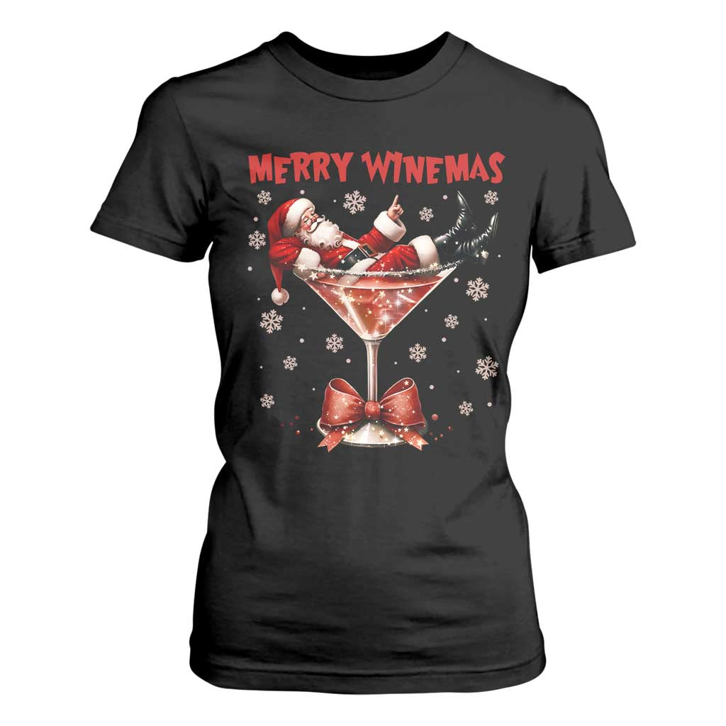Funny Christmas Wine T Shirt For Women Santa Feeling Xmas TS14 Black Print Your Wear