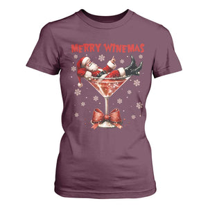 Funny Christmas Wine T Shirt For Women Santa Feeling Xmas TS14 Maroon Print Your Wear