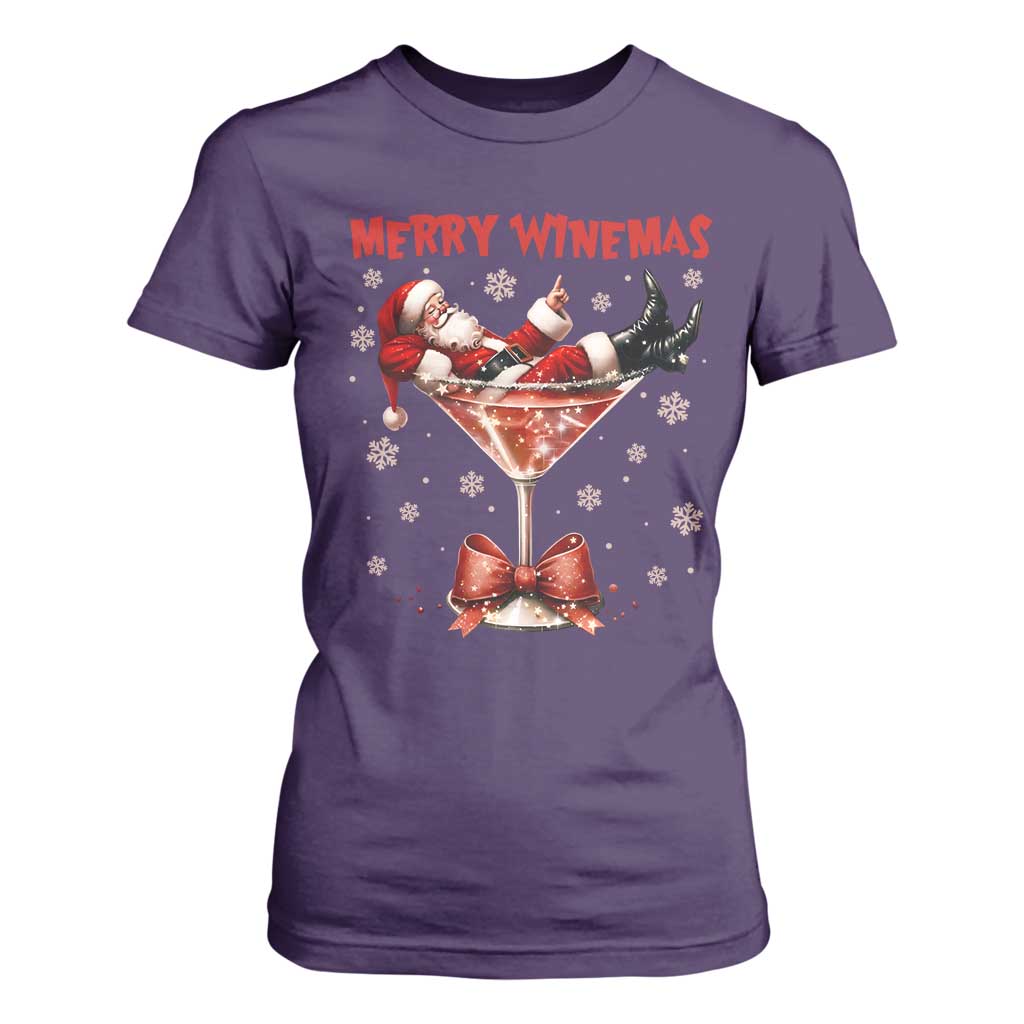 Funny Christmas Wine T Shirt For Women Santa Feeling Xmas TS14 Purple Print Your Wear