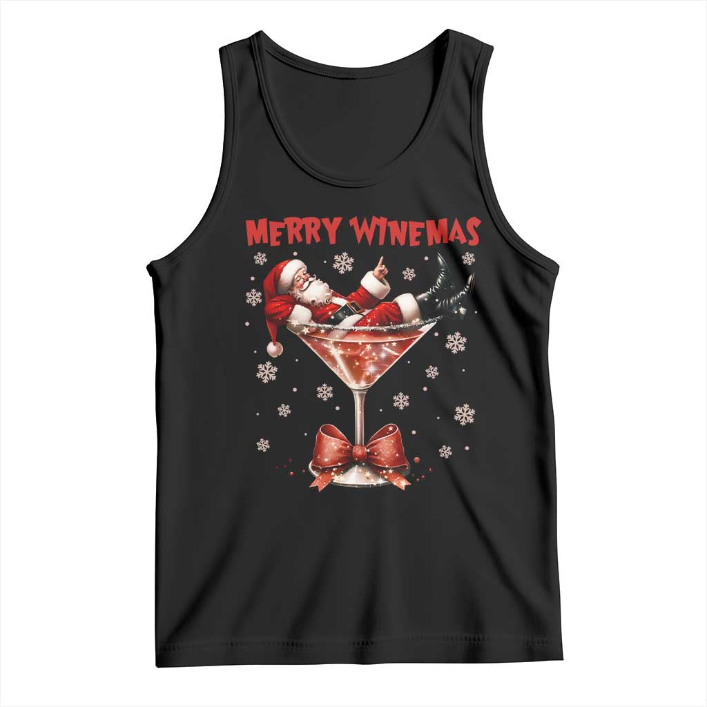 Funny Christmas Wine Tank Top Santa Feeling Xmas TS14 Black Print Your Wear