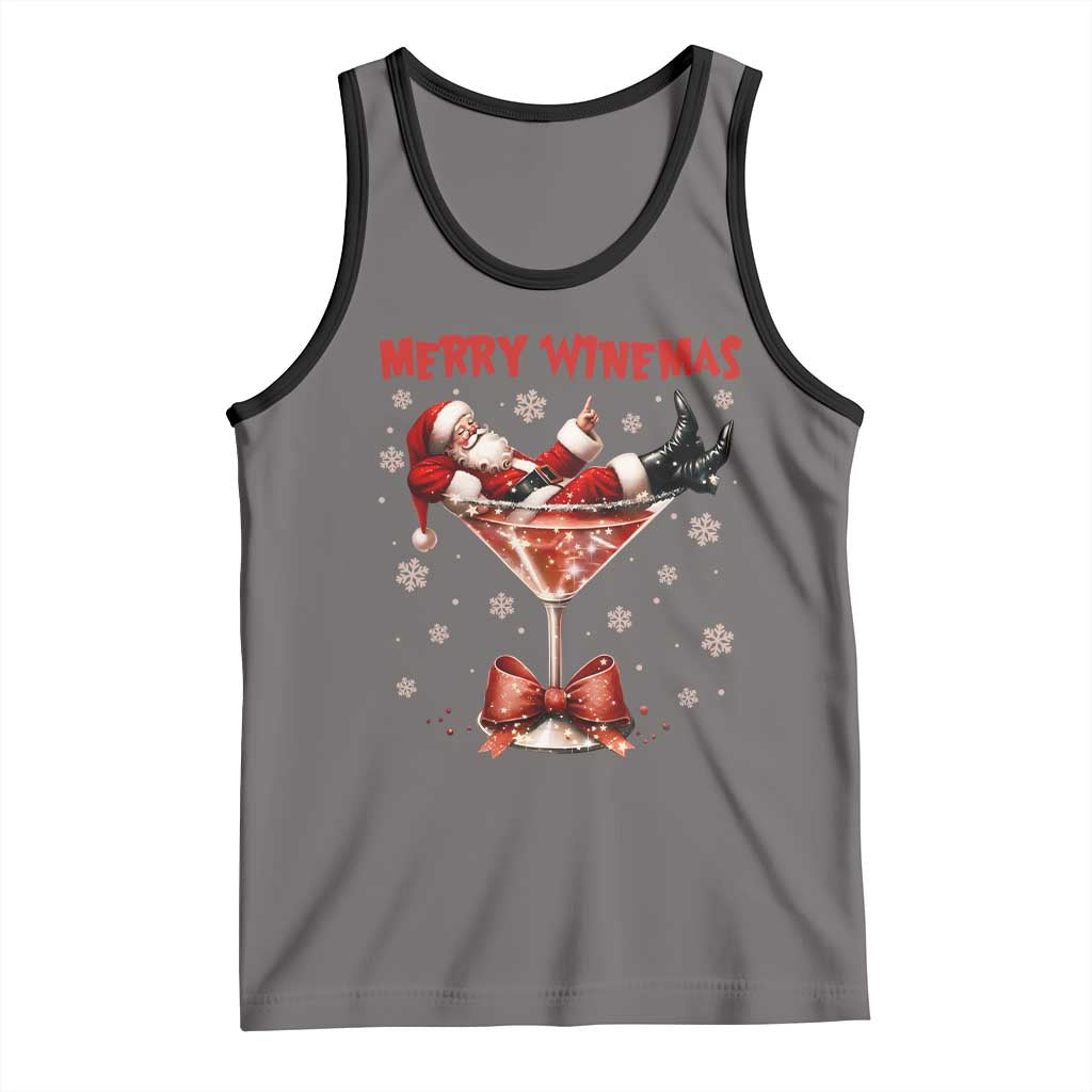 Funny Christmas Wine Tank Top Santa Feeling Xmas TS14 Deep Heather Black Print Your Wear