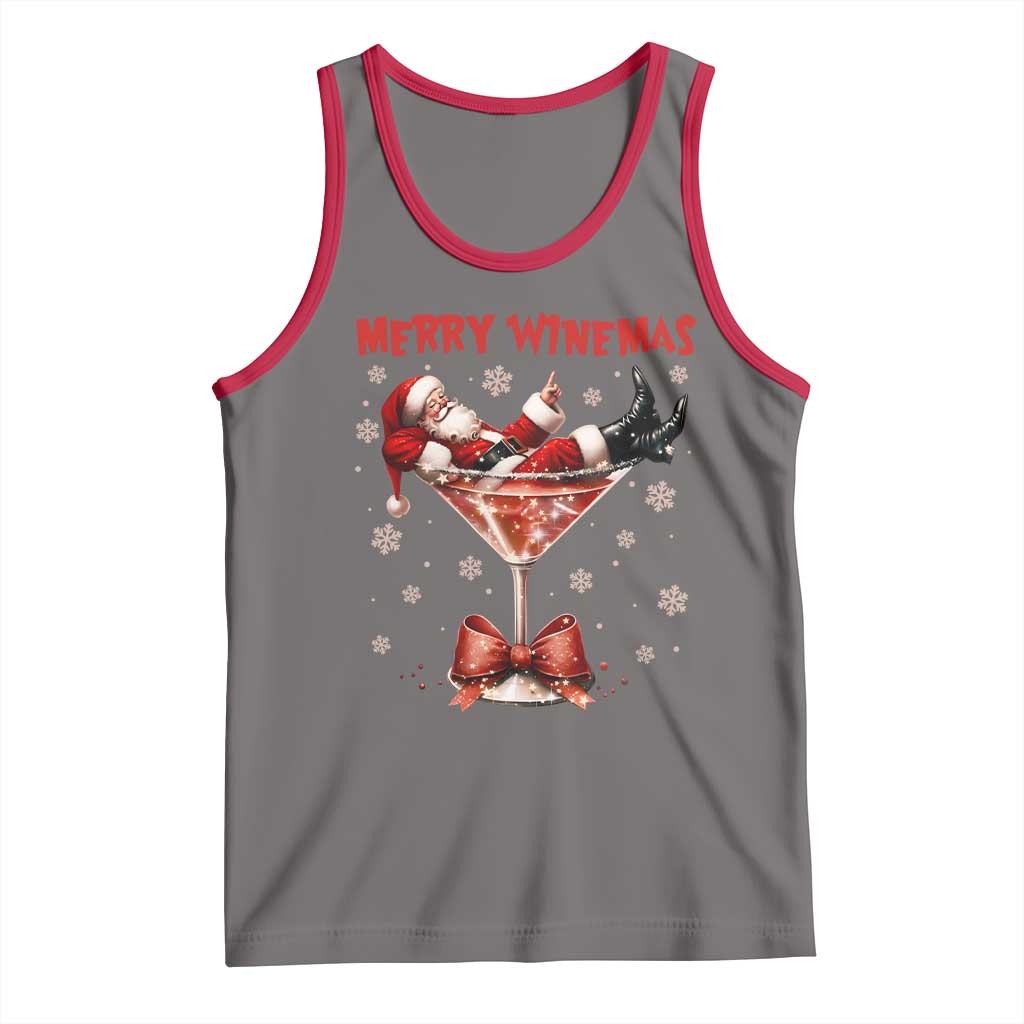 Funny Christmas Wine Tank Top Santa Feeling Xmas TS14 Deep Heather Red Print Your Wear