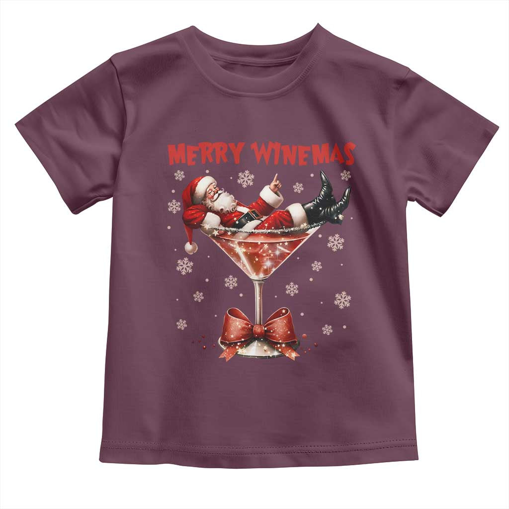 Funny Christmas Wine Toddler T Shirt Santa Feeling Xmas TS14 Maroon Print Your Wear