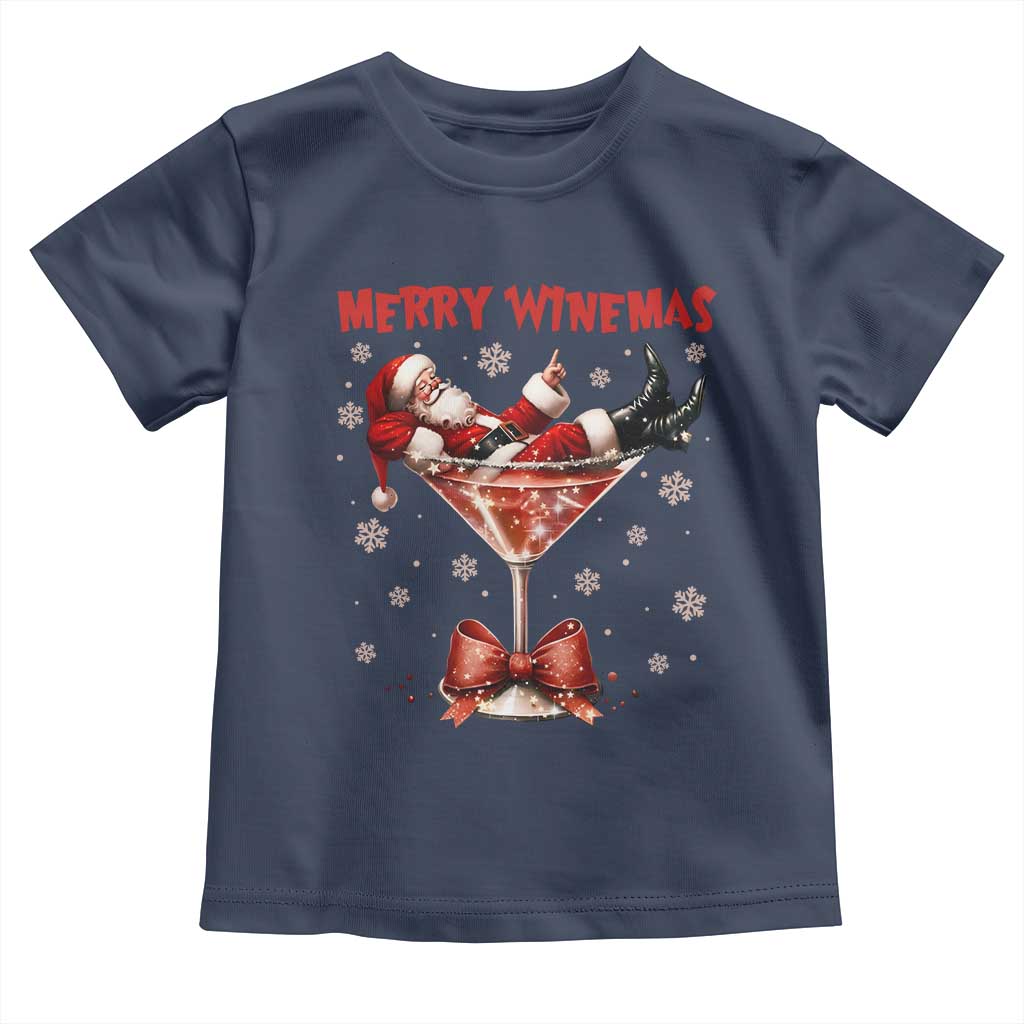 Funny Christmas Wine Toddler T Shirt Santa Feeling Xmas TS14 Navy Print Your Wear