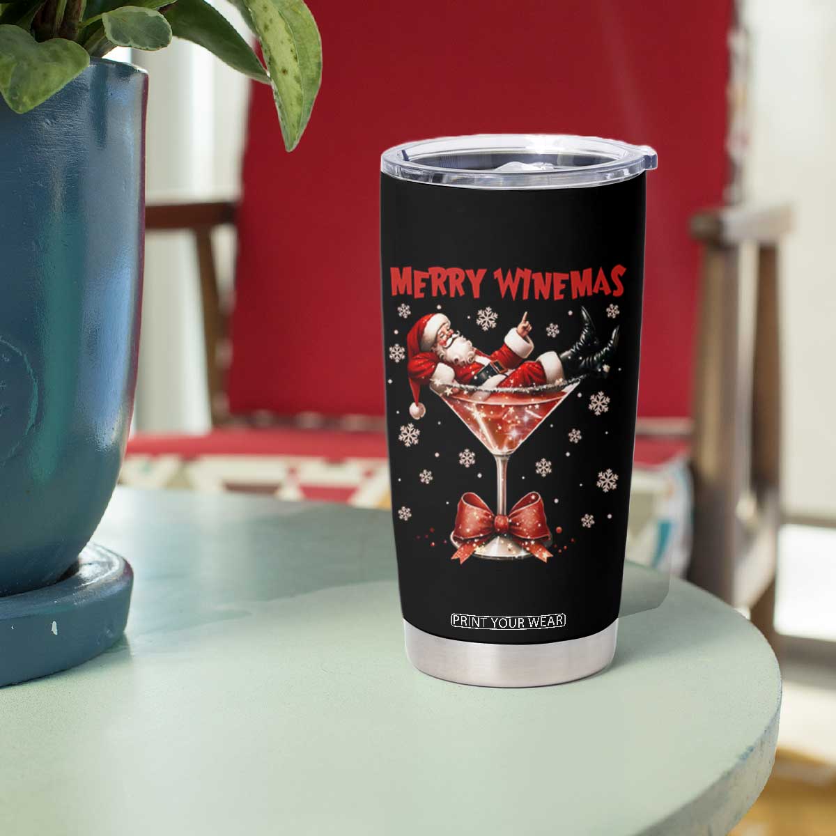 Funny Christmas Wine Tumbler Cup Santa Feeling Xmas TS14 Print Your Wear