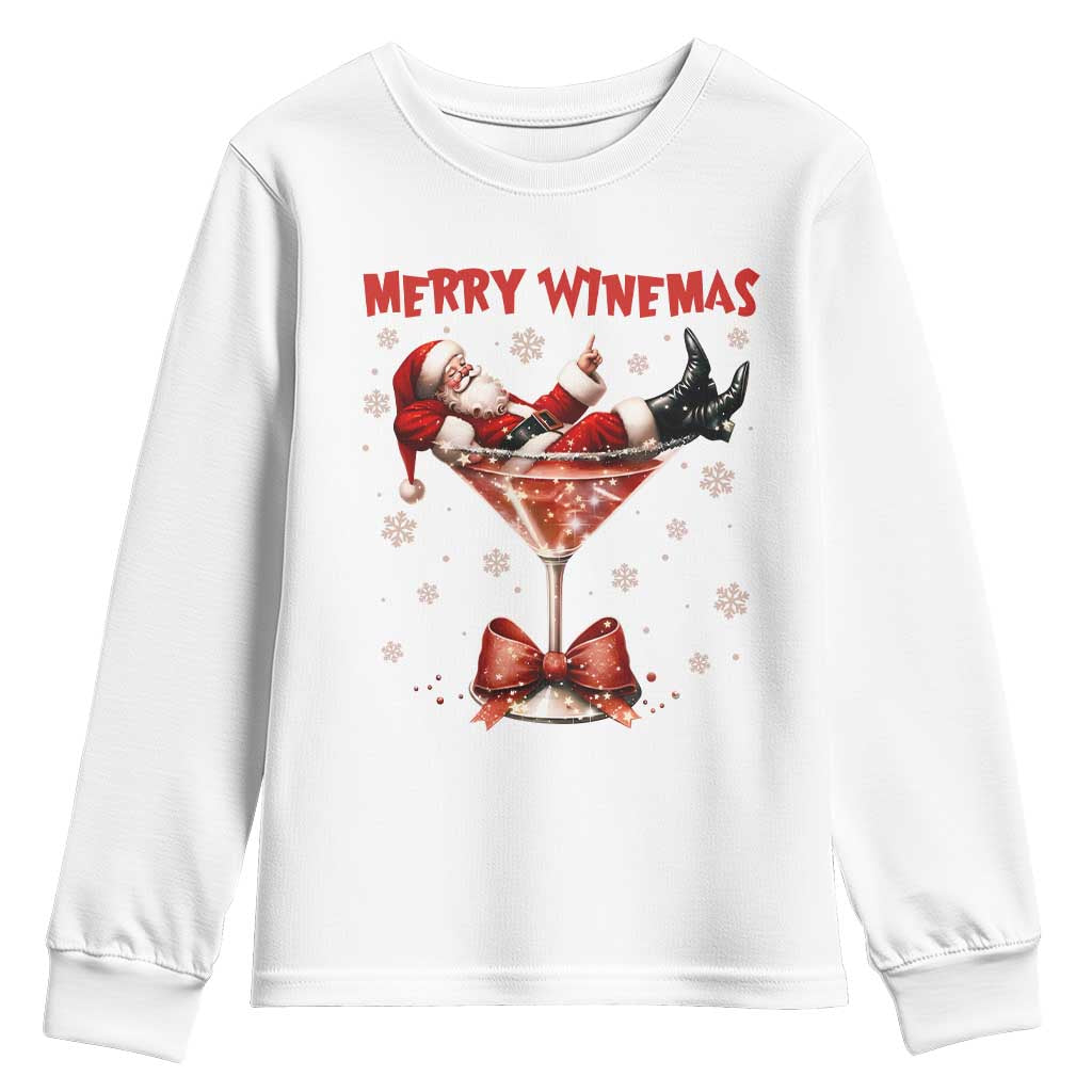 Funny Christmas Wine Youth Sweatshirt Santa Feeling Xmas TS14 White Print Your Wear