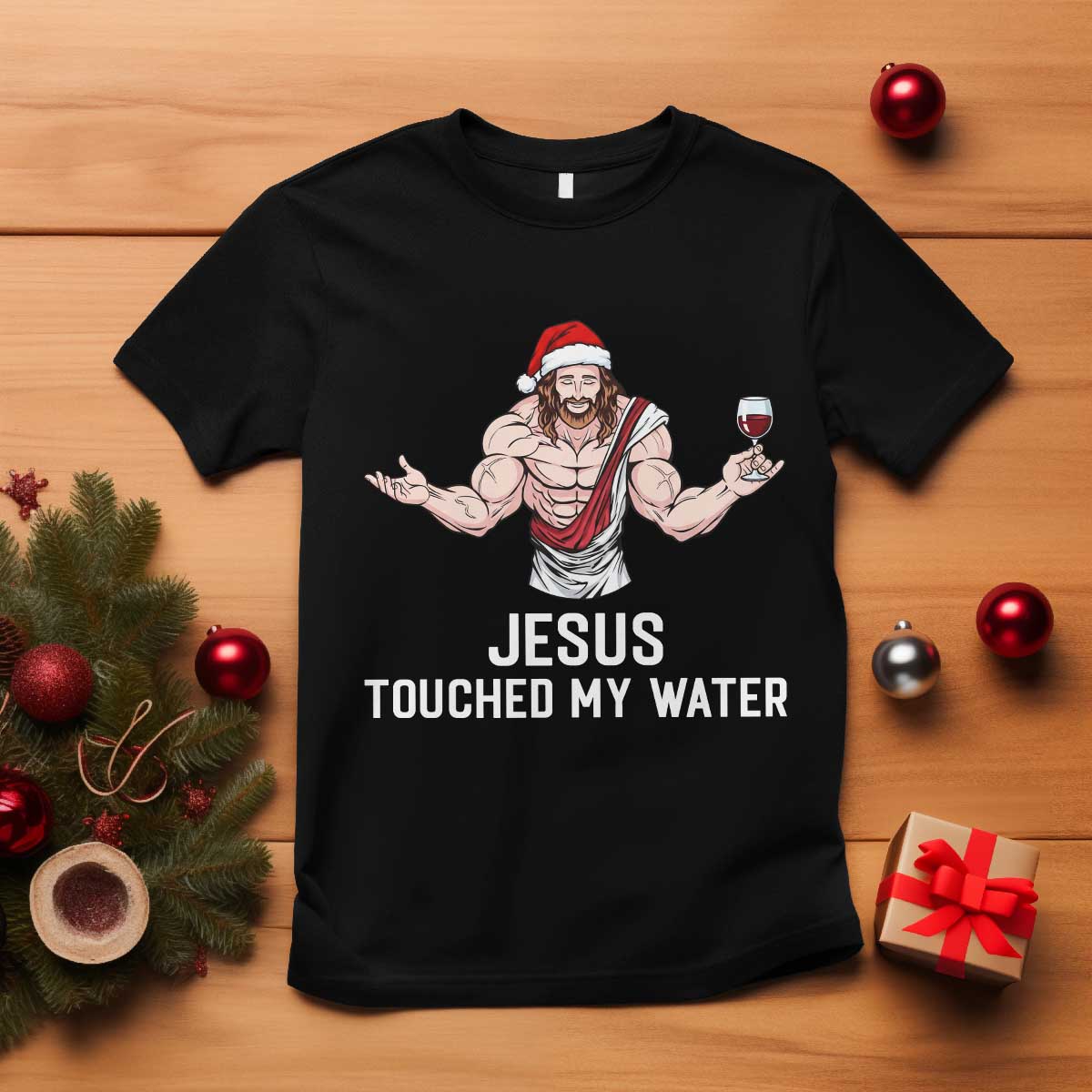 Funny Christmas Wine T Shirt Jesus Drank Wine TS14 Black Print Your Wear