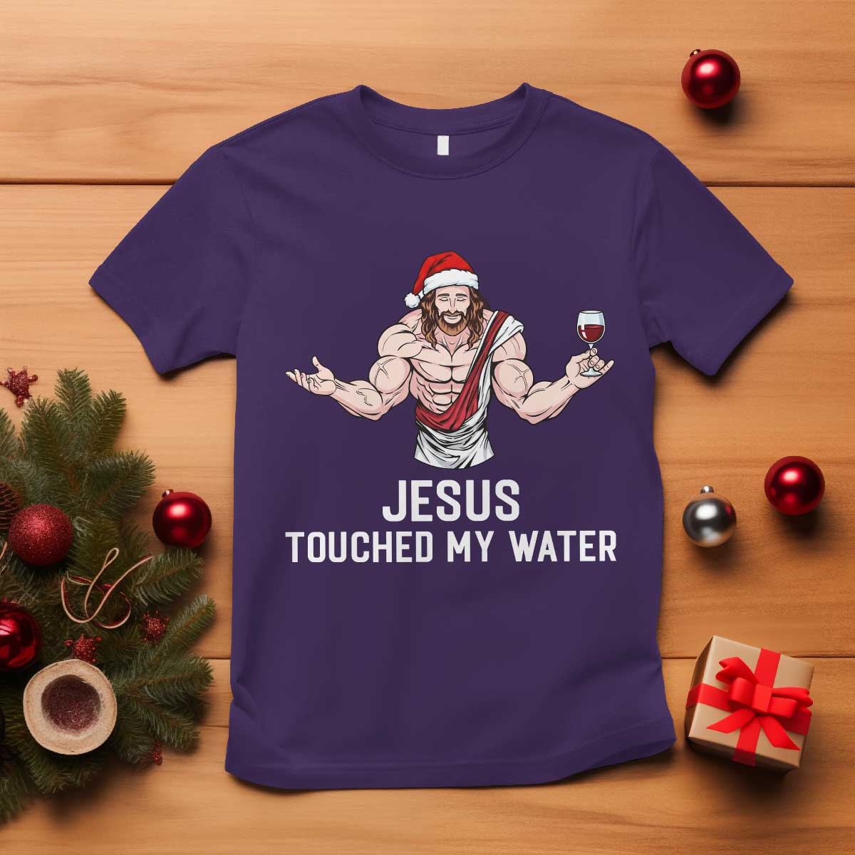 Funny Christmas Wine T Shirt Jesus Drank Wine TS14 Purple Print Your Wear
