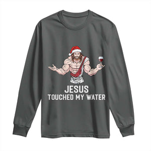 Funny Christmas Wine Long Sleeve Shirt Jesus Drank Wine TS14 Dark Heather Print Your Wear