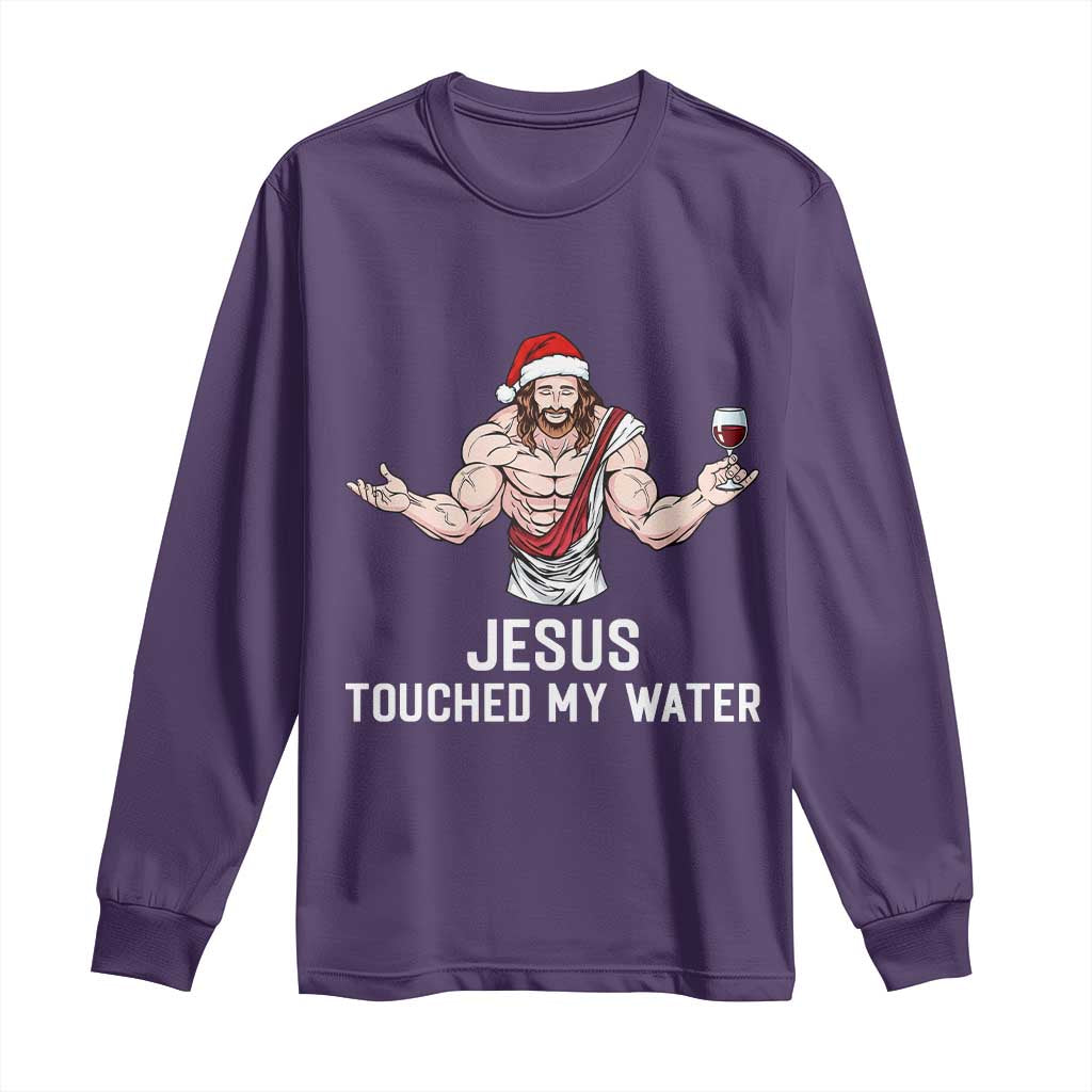 Funny Christmas Wine Long Sleeve Shirt Jesus Drank Wine TS14 Purple Print Your Wear