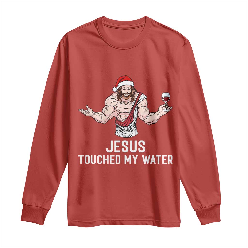 Funny Christmas Wine Long Sleeve Shirt Jesus Drank Wine TS14 Red Print Your Wear