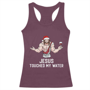 Funny Christmas Wine Racerback Tank Top Jesus Drank Wine TS14 Maroon Print Your Wear